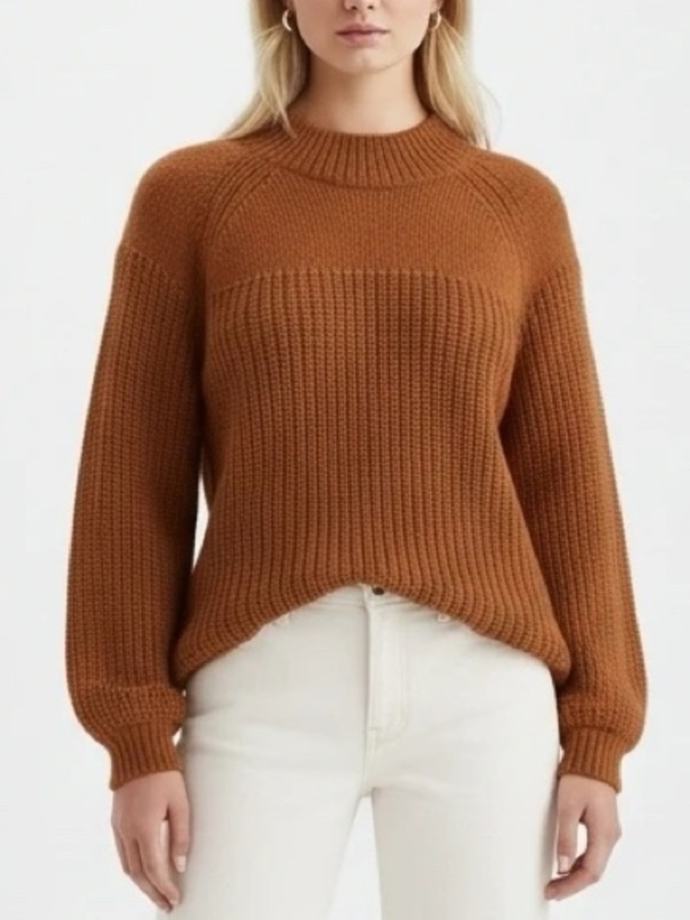 Madewell Camel Mock Neck Knit Sweater